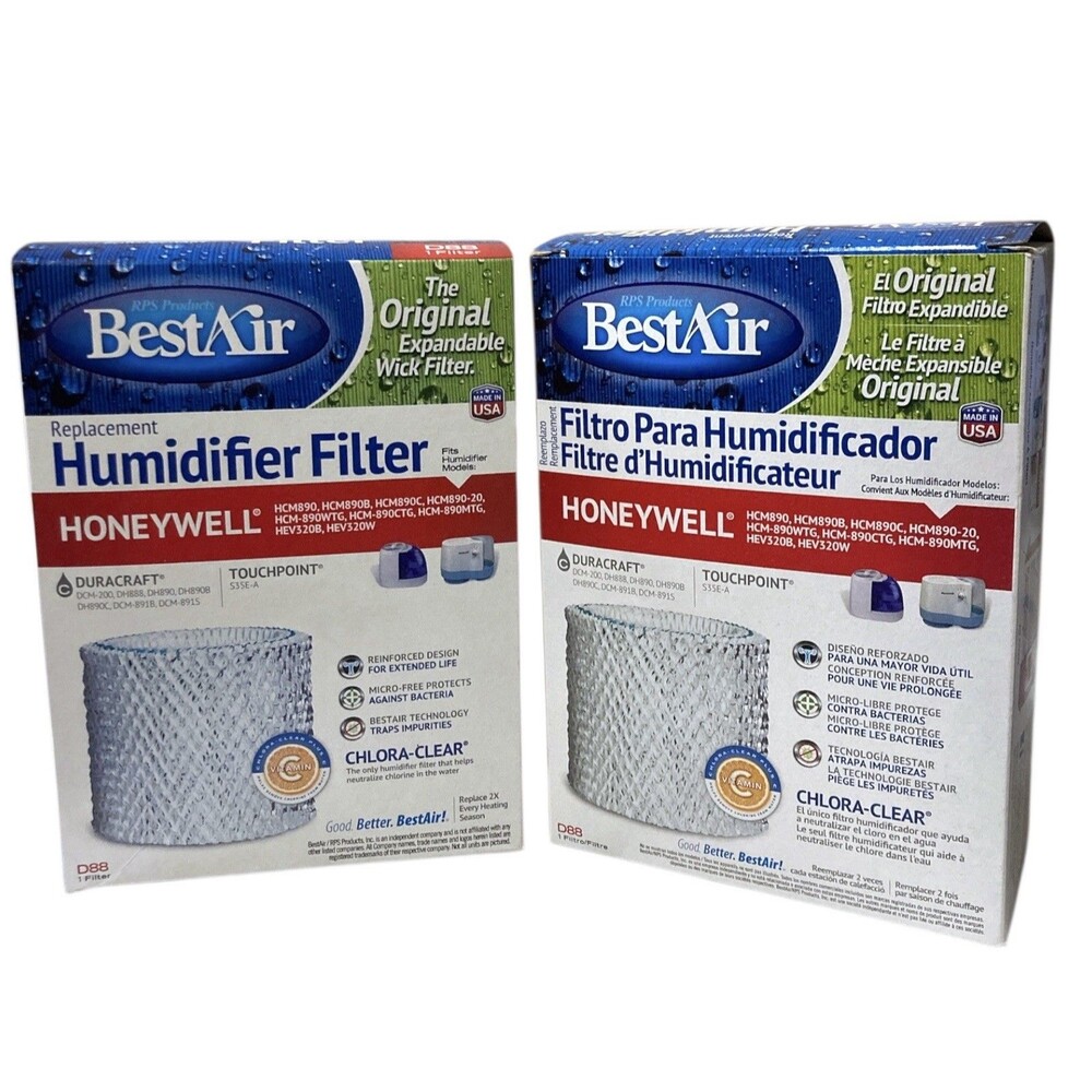 2 - BestAir D88 Replacement Humidifier Filter Honeywell Duracraft Touchpoint